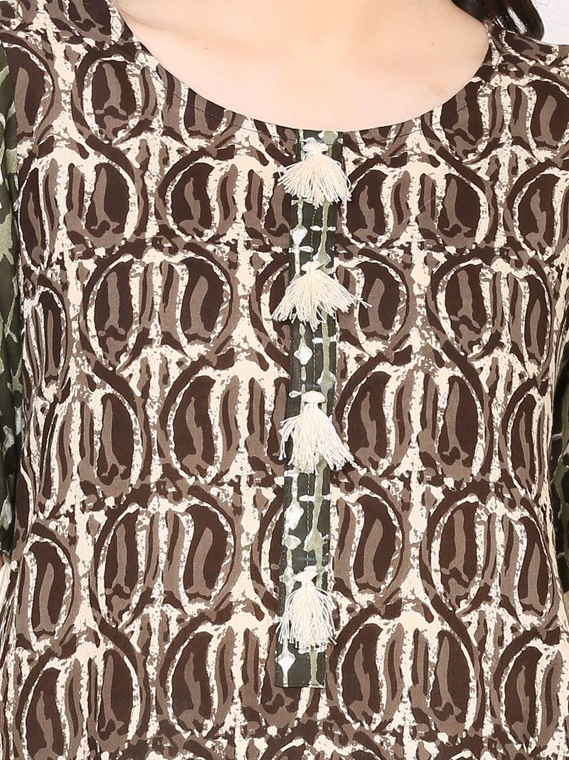 green printed viscose stitched kurti