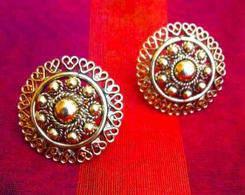 South India temple style jewelry golden flower ethnic Adiva copper stud 1