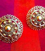 South India temple style jewelry golden flower ethnic Adiva copper stud