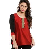 Ira soleil Maroon & black made of poly tafetta with polyester lycra embroidered top