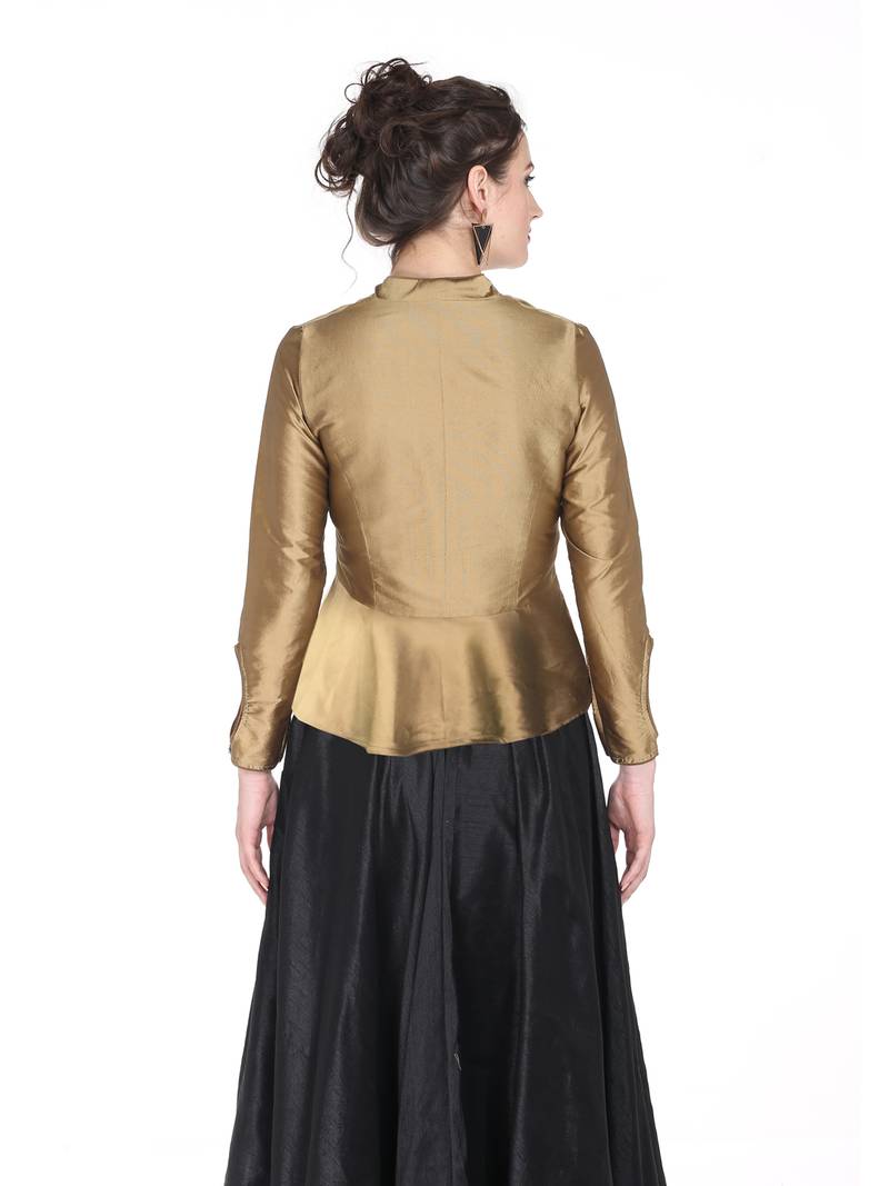 Ira soleil Gold made of poly taffeta peplum top