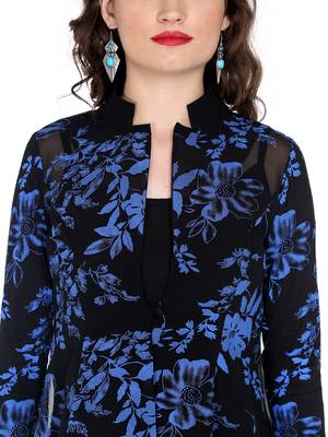 Ira soleil black all over floral print of polyester lycra with poly chiffon top 5