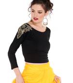 Ira soleil black embrodered pacth with made of polyester lycra short top