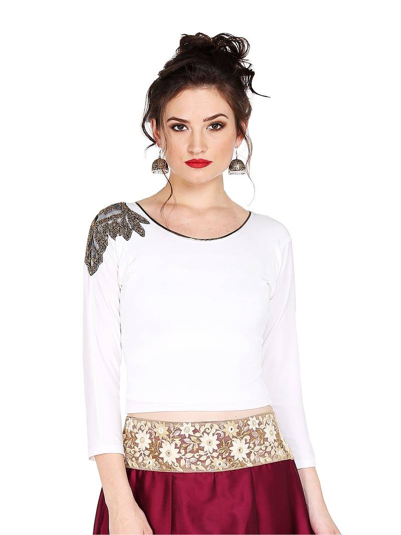 Ira soleil white embrodered pacth with made of polyester lycra short