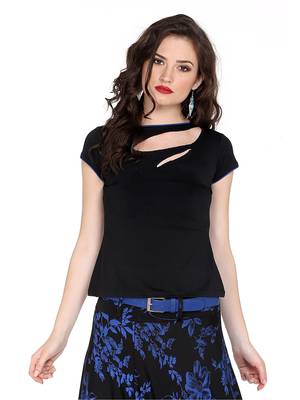 Ira soleil black top made with stretched polyester fabric top 1