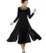 Ira soleil Black made of polyester lycra with neck embroidered neckline long anarkali kurta