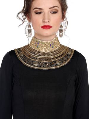 Ira soleil Black made of polyester lycra with neck embroidered neckline long anarkali kurta 5