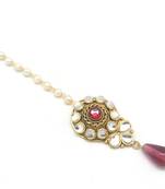 Maang Tikka With Maroon Crystal  And  Kundan