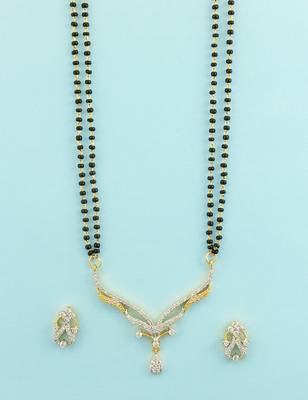 Clear CZ AD American Diamond Mangal Sutra Jewellery for Women - Orniza 3