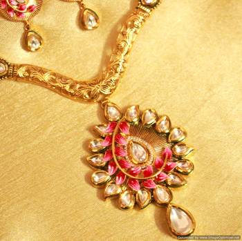 Kundan Meenakari Antique Gold Look Necklace Set 2