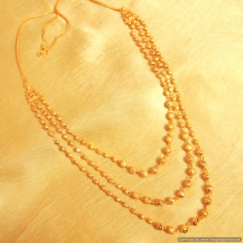 Gold Plated 3 Line Bead Necklace Sanvi Jewels Pvt. Ltd. 2074093