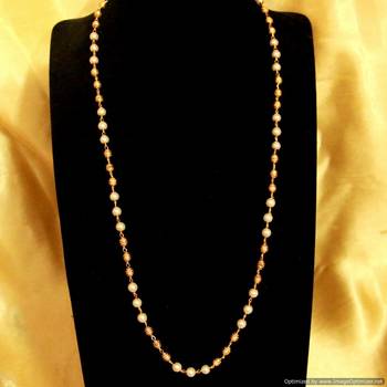 Gold Beads & Pearl Gold Plated Necklace 1