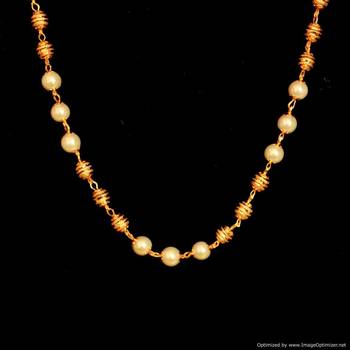 Gold Beads & Pearl Gold Plated Necklace 2