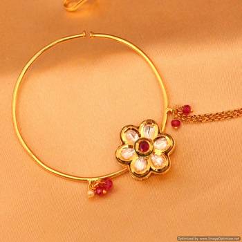 Ruby Kundan Meenakari Flower Shaped Bridal Nose Ring 2