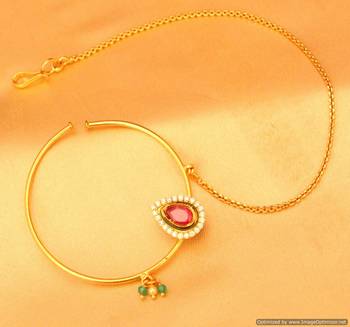 Multicolour Gold Look Kundan Bridal Nose Ring 1