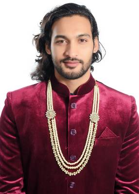 Exclusive Design Dulha Mala Gold Finish Pearl And Stone For Men 1
