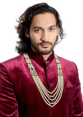 Wedding Wear 5 Line Dulha Mala With Pearl And Stone For Men 1