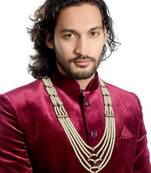 Wedding Wear 5 Line Dulha Mala With Pearl And Stone For Men