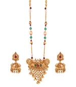 Tremendous Gold plated jadtar pendant set