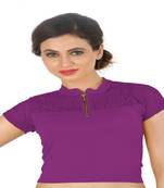 Magenta Cotton Lycra  stitched blouse