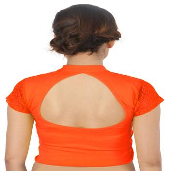 Orange Cotton Lycra  stitched blouse 2