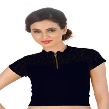 Black Cotton Lycra  stitched blouse 1
