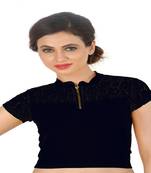 Black Cotton Lycra  stitched blouse