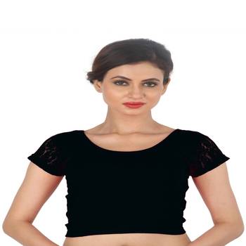 Black Cotton Lycra  stitched blouse 1