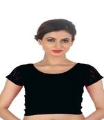 Black Cotton Lycra  stitched blouse
