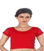 Red Cotton Lycra  stitched blouse