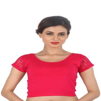 Pink Cotton Lycra  stitched blouse 1