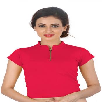 Pink Cotton Lycra  stitched blouse 1