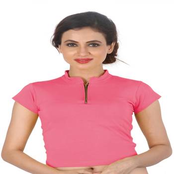 Light Pink Cotton Lycra  stitched blouse 1