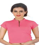 Light Pink Cotton Lycra  stitched blouse