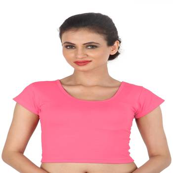 Light Pink Cotton Lycra  stitched blouse 1