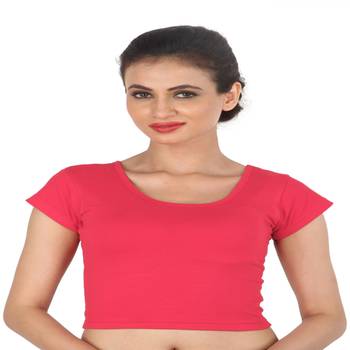 Pink Cotton Lycra  stitched blouse 1