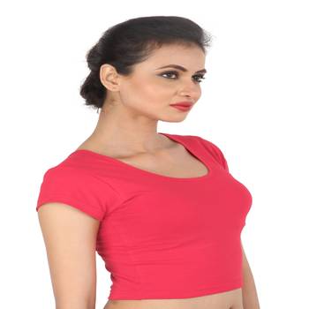 Pink Cotton Lycra  stitched blouse 3
