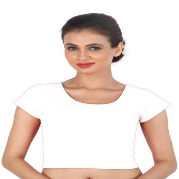 White Cotton Lycra  stitched blouse 1