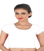 White Cotton Lycra  stitched blouse