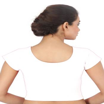 White Cotton Lycra  stitched blouse 2