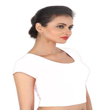White Cotton Lycra  stitched blouse 3