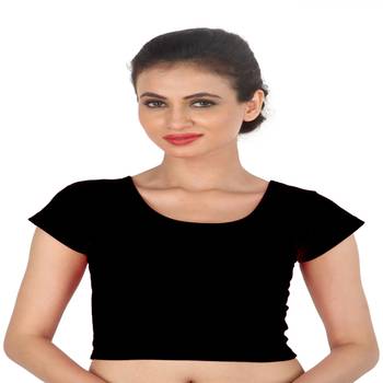 Black Cotton Lycra  stitched blouse 1