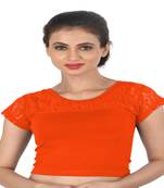 Orange Cotton Lycra  stitched blouse