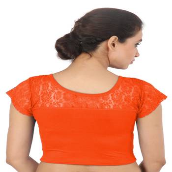 Orange Cotton Lycra  stitched blouse 2
