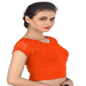 Orange Cotton Lycra  stitched blouse 3
