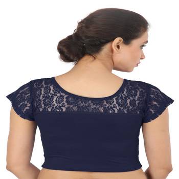 Nevy Blue Cotton Lycra  stitched blouse 2