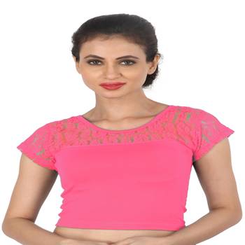 Light Pink Cotton Lycra  stitched blouse 1