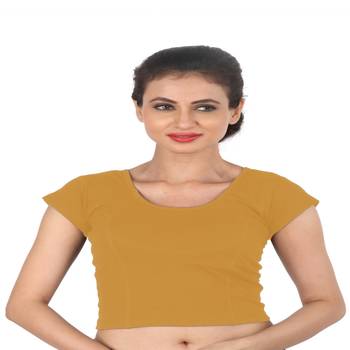 Beige Cotton Lycra  stitched blouse 1
