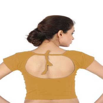 Beige Cotton Lycra  stitched blouse 2