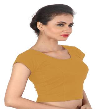 Beige Cotton Lycra  stitched blouse 3